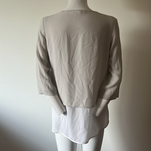 Boss Chic Silver Blouse with White Hem Size 4 New Without Tag - Picture 5 of 11